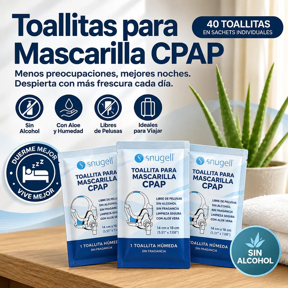 Toallitas Snugell para máscaras CPAP y tubos - Sin perfume paquete individual por 40 unidades 2