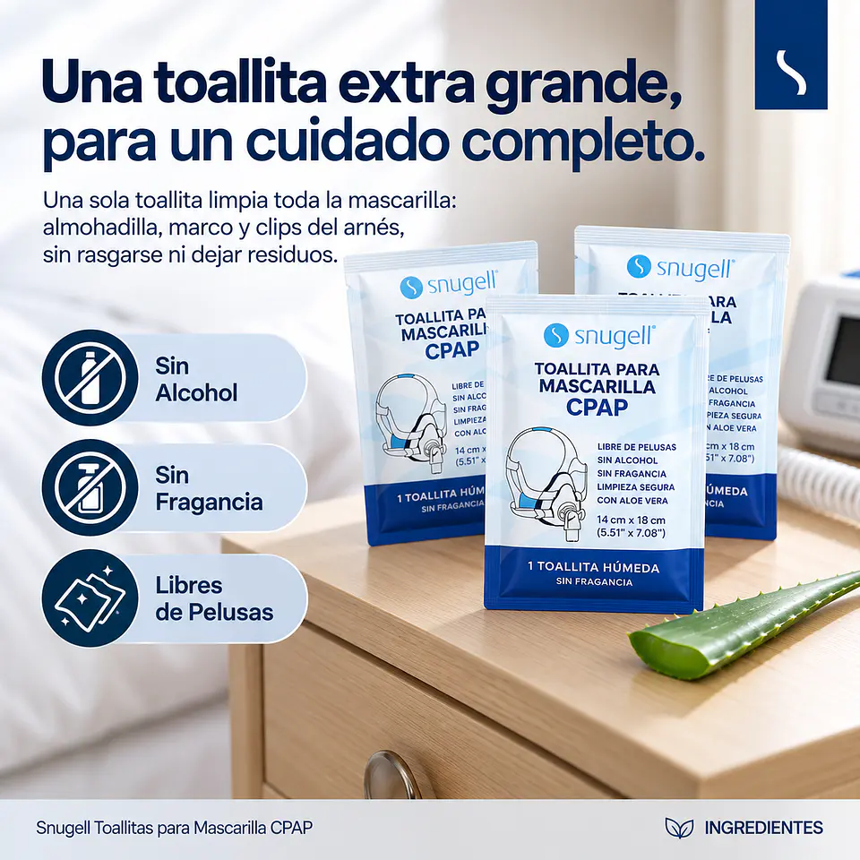 Toallitas Snugell para máscaras CPAP y tubos - Sin perfume paquete individual por 40 unidades 3