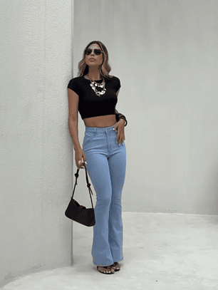 Jeans faja Flare celeste 
