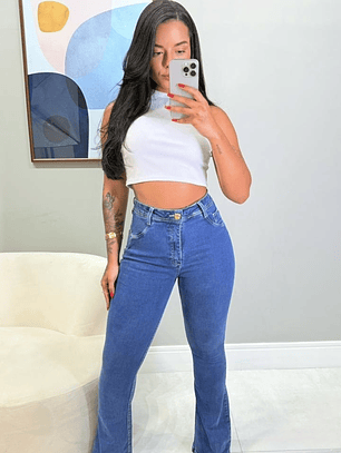 Jeans faja Flare celeste oscuro 
