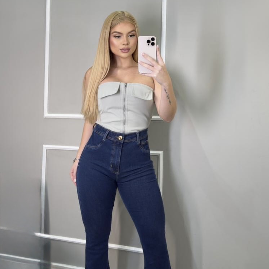 Jeans faja Flare azul oscuro 2 1