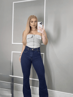 Jeans faja Flare azul oscuro 2