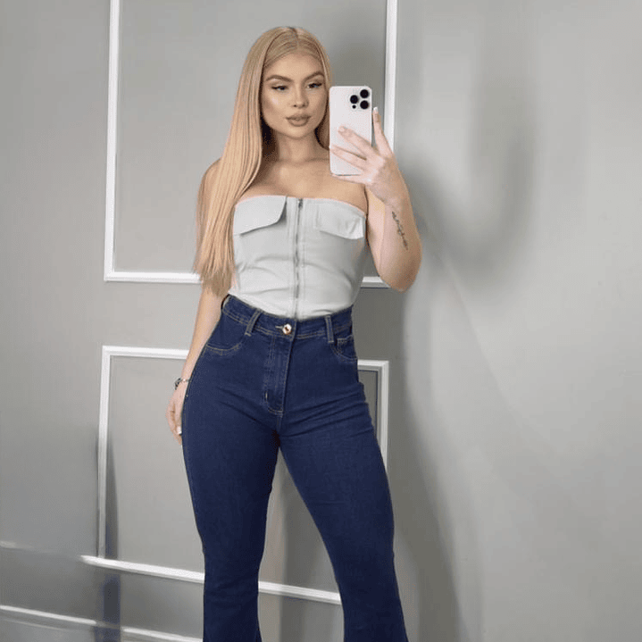 Jeans faja Flare azul oscuro 2 1