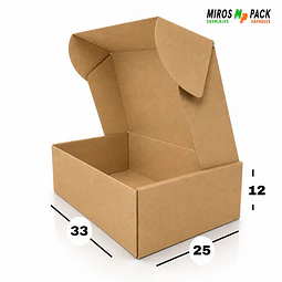 Caja de Cartón Autoarmable Marrón 33x25x12 cm (50 unidades)