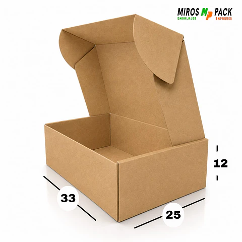 Caja de Cartón Autoarmable Marrón 33x25x12 cm (50 unidades)