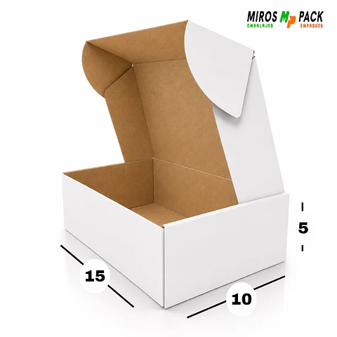 Caja de Cartón Autoarmable Blanca 15x10x5 cm (50 unidades)