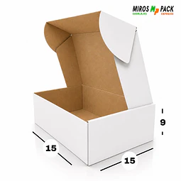 Caja de Cartón Autoarmable Blanca 15x15x9 cm (50 unidades)