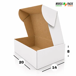 Caja de Cartón Autoarmable Blanca 20x14x8 cm (50 unidades)
