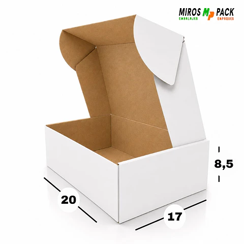 Caja de Cartón Autoarmable Blanca 20x17x8,5 cm (50 unidades)