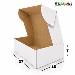 Caja de Cartón Autoarmable Blanca 27x16x7 cm (50 unidades)