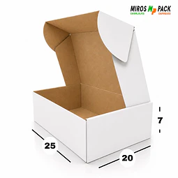 Caja de Cartón Autoarmable Blanca 25x20x7 cm (50 unidades)