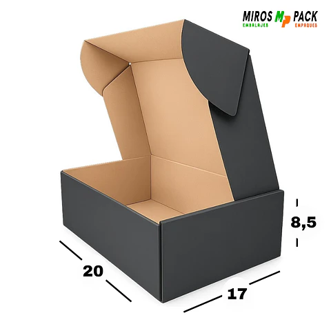 Caja de Cartón Autoarmable Negra 20x17x8,5 cm (50 unidades)