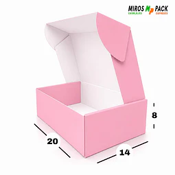 Caja de Cartón Autoarmable Rosa 20x14x8 cm (50 unidades)