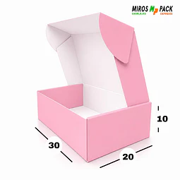 Caja de Cartón Autoarmable Rosa 30x20x10 cm (50 unidades)