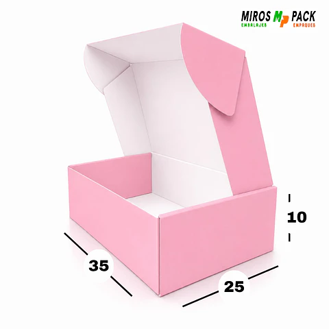 Caja de Cartón Autoarmable Rosa 35x25x10 cm (50 unidades)