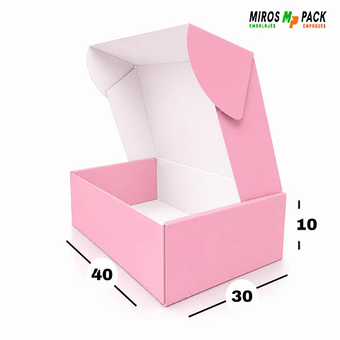 Caja de Cartón Autoarmable Rosa 40x30x10 cm (50 unidades)
