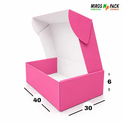 Caja de Cartón Autoarmable Fucsia 40x30x6 cm (50 unidades)