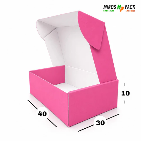 Caja de Cartón Autoarmable Fucsia 40x30x10 cm (50 unidades)