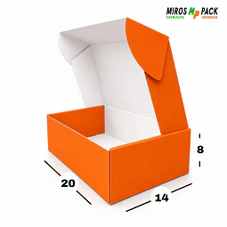 Caja de Cartón Autoarmable Naranja 20x14x8 cm (50 unidades)