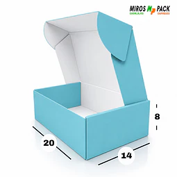 Caja de Cartón Autoarmable Celeste 20x14x8 cm (50 unidades)