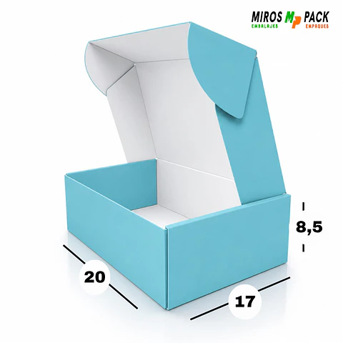 Caja de Cartón Autoarmable Celeste 20x17x8,5 cm (50 unidades)