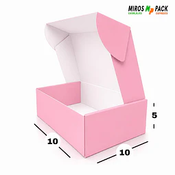 Caja de Cartón Autoarmable Rosa 10x10x5 cm (50 unidades)
