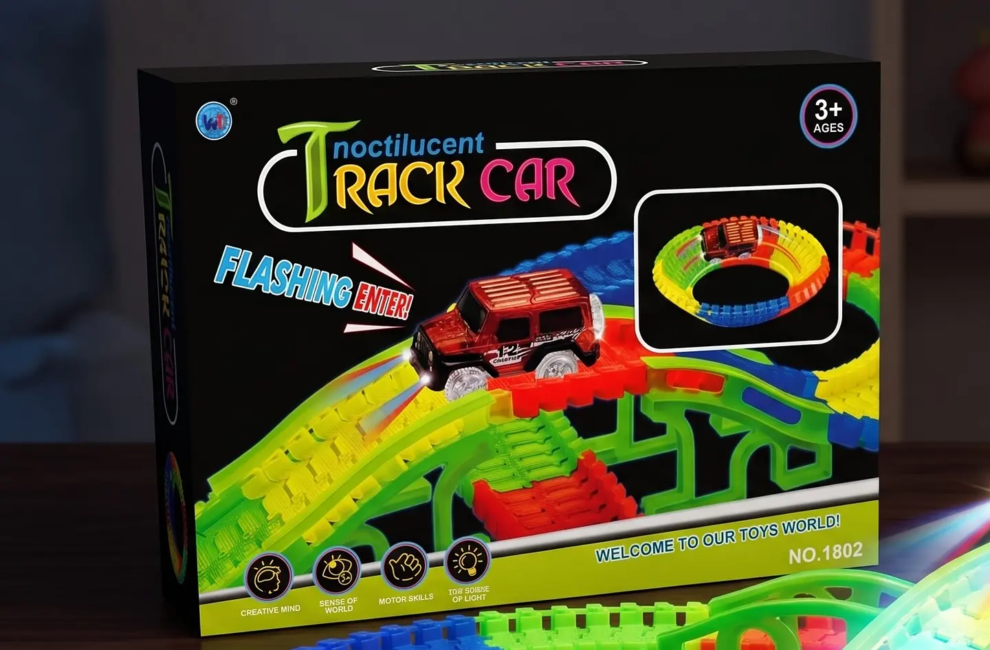 Pista de Carreras Luminosa y Flexible - Noctilucent Track Car (128 Piezas) 2