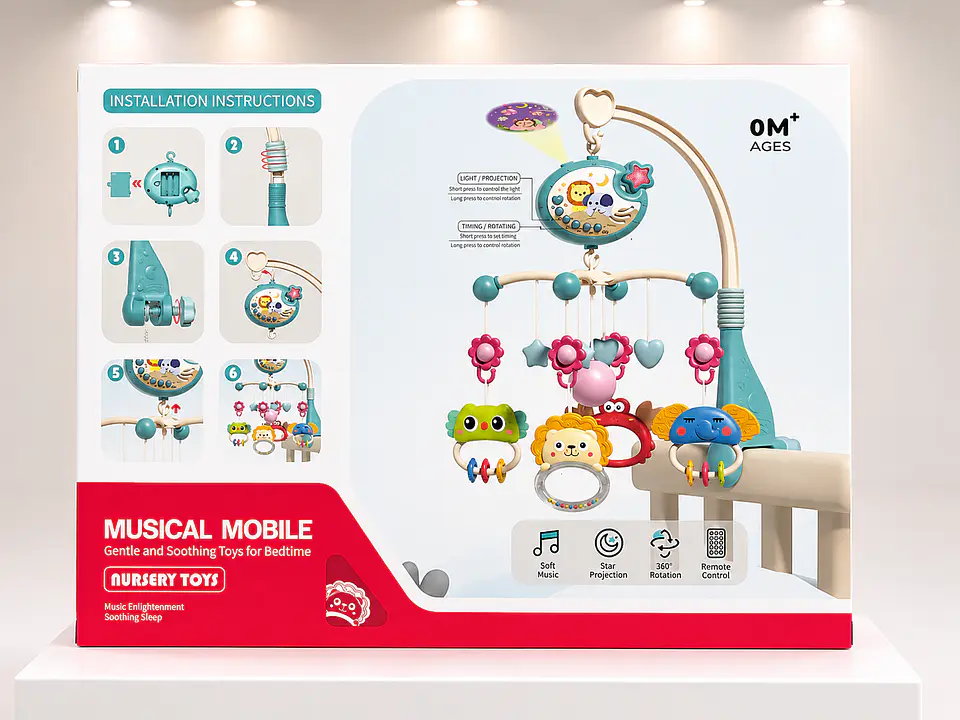 Móvil Musical para Cuna y Proyección de Estrellas  (Color Celeste) 6