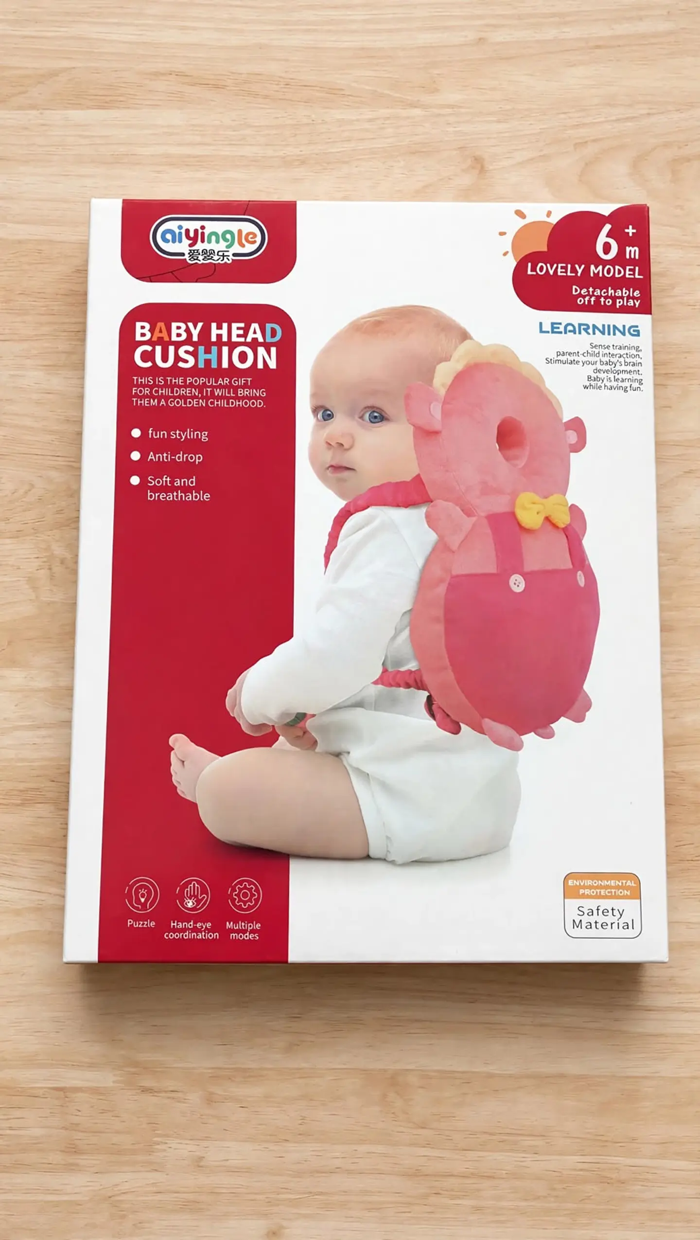 Cojín Protector de Cabeza Anti-Caídas para Bebé (Estilo Peluche Rosa) 4