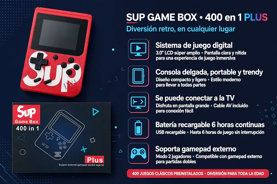 Consola Portátil Retro Sup Game Box 400 en 1 Plus 7