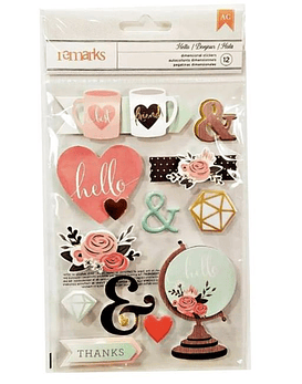 American Crafts Stickers Dimensionales Remarks