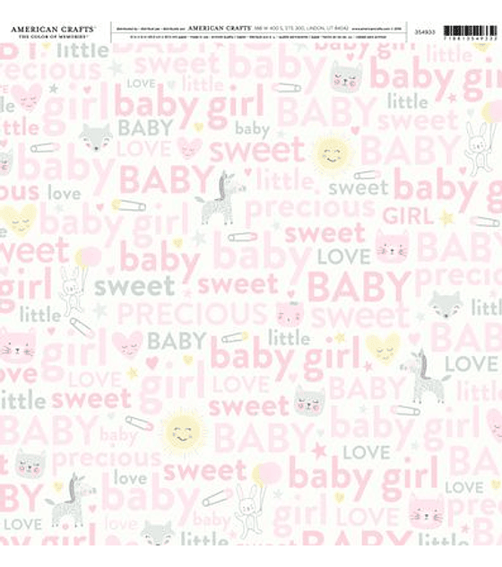 AC Baby Girl Words Cardstock 30x30cm