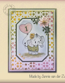 Nellie's Clear Stamp Elephant with Heart Balloon