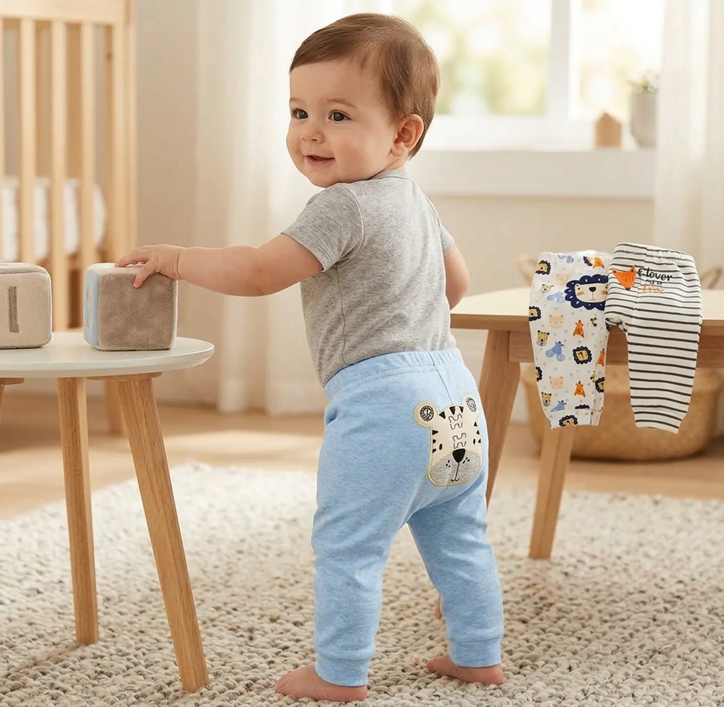Set 3 Pantalones sin pie 100% algodón  7