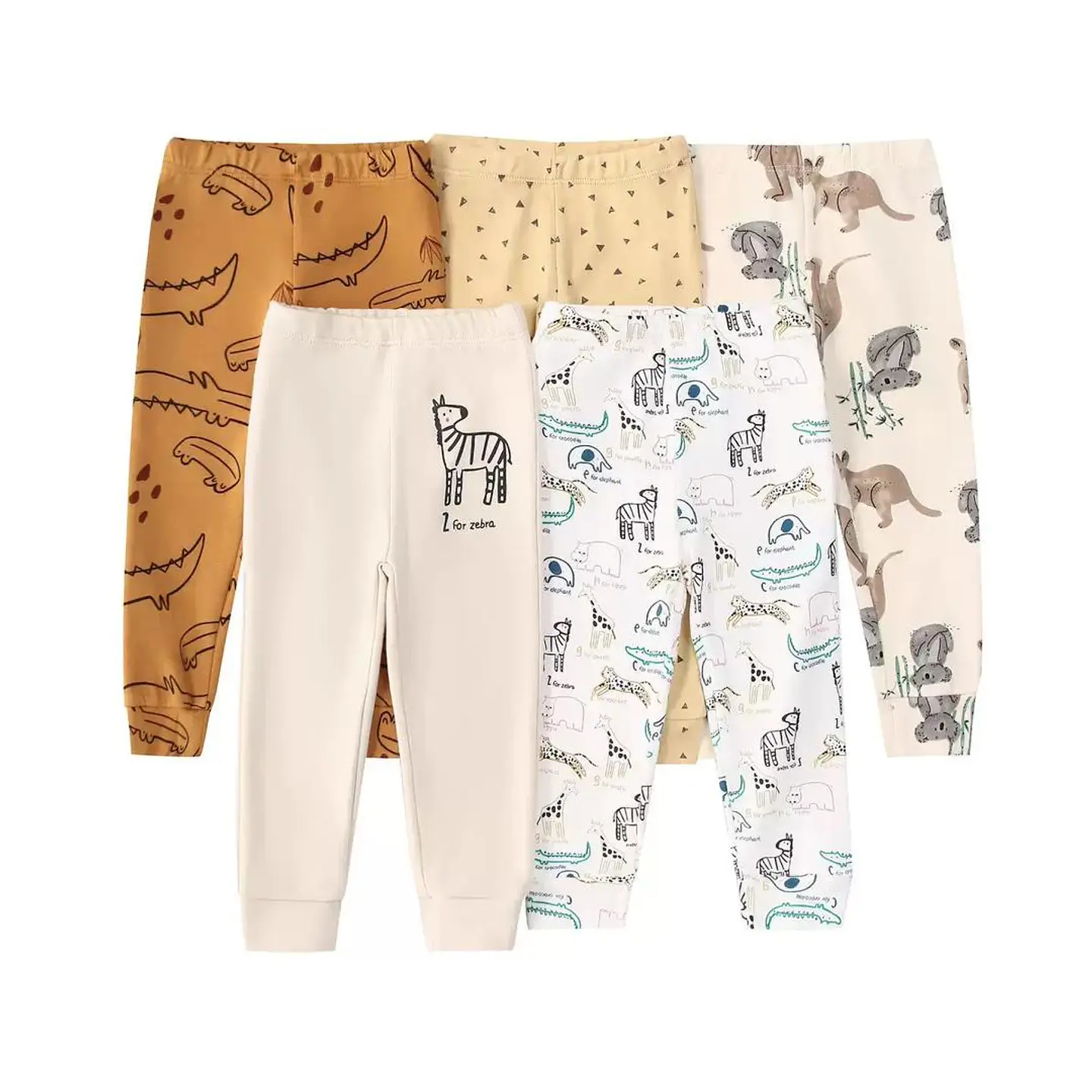 Set 5 pantalones 100% algodón sin pie  1