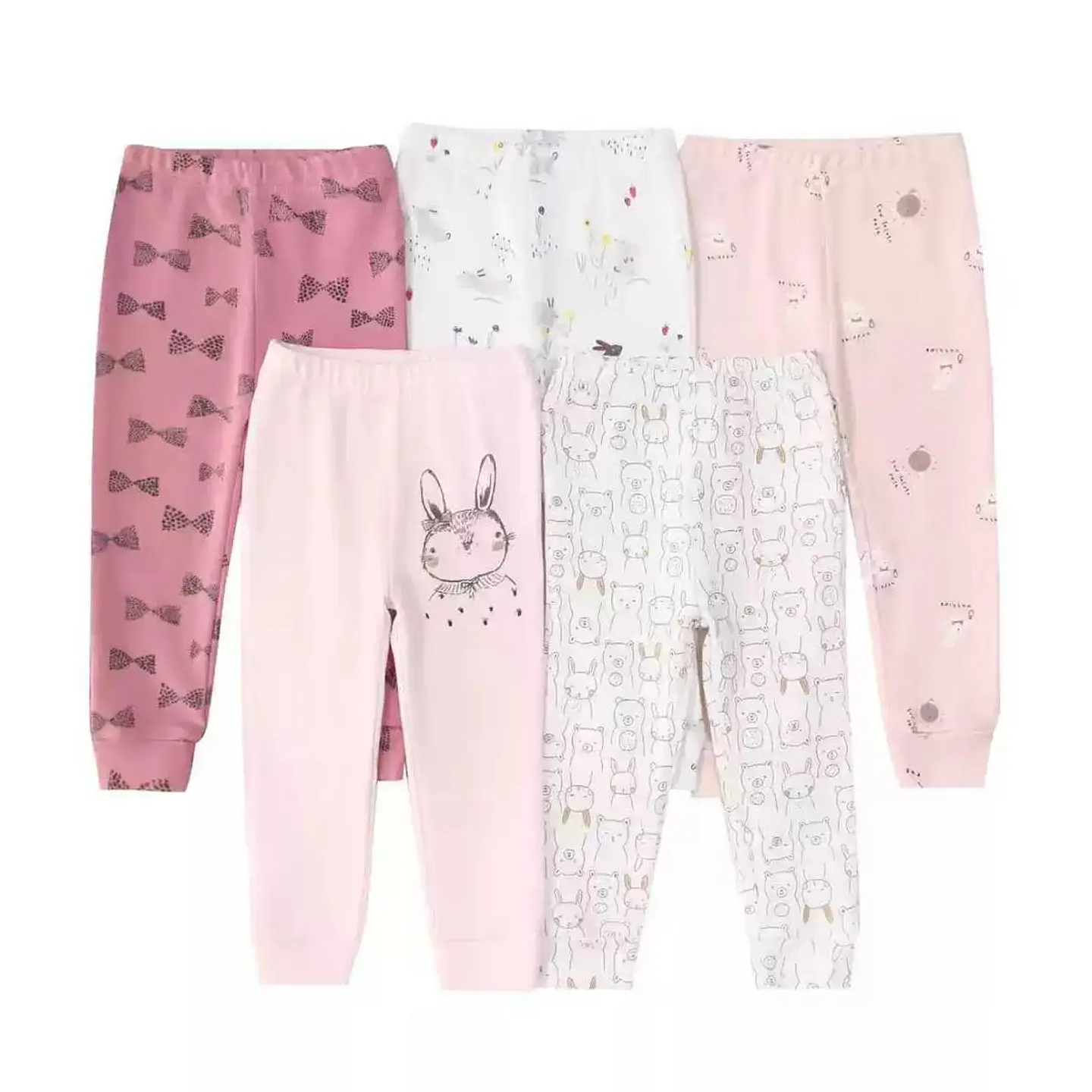 Set 5 pantalones 100% algodón sin pie  2