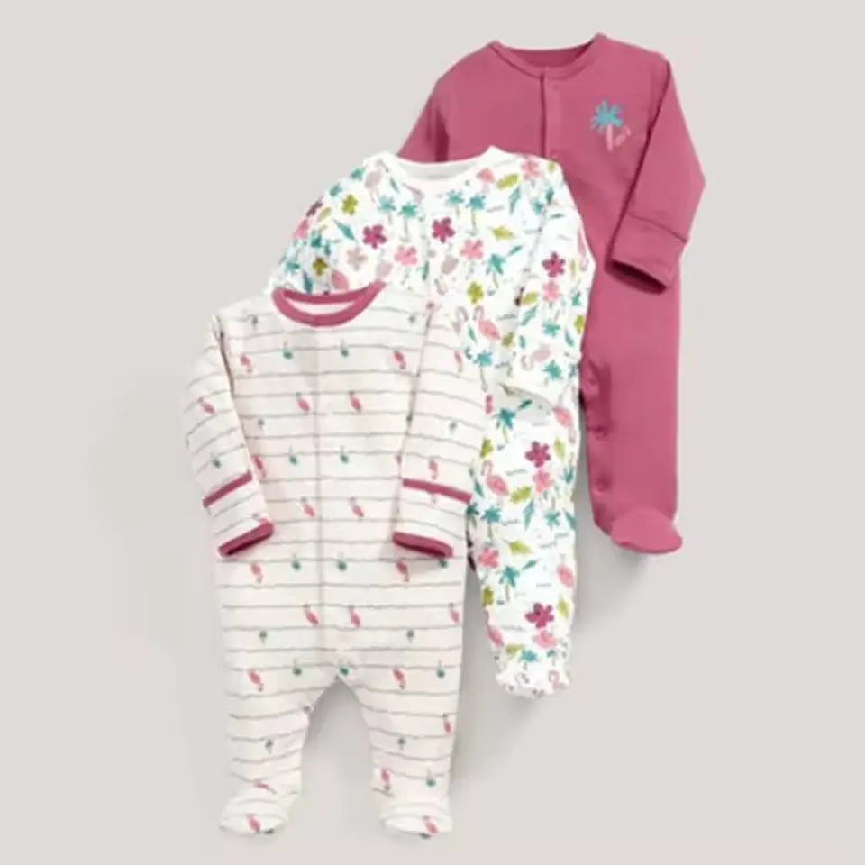 Set 3 Pijamas de Algodón con Pie para Bebé (Enterito) 2