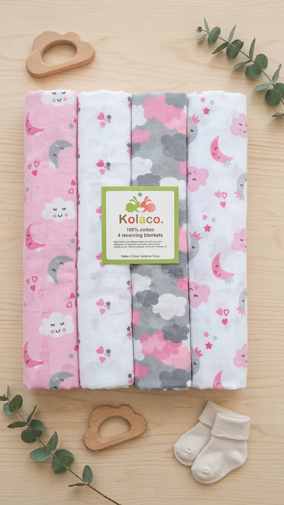 Set de 4 Mantas o Tutos de Algodón para Bebé (76x76 cm) 3