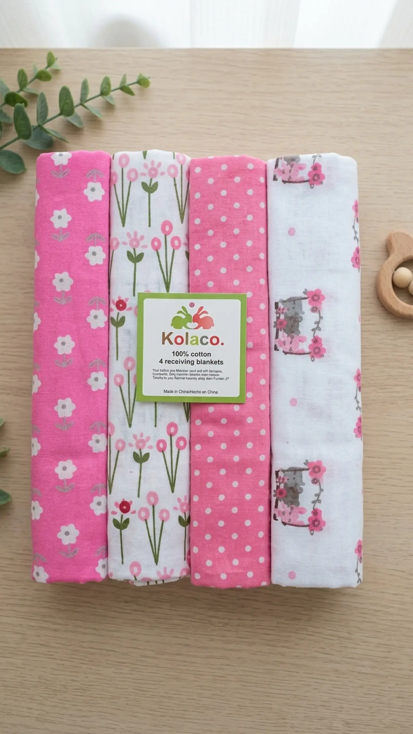 Set de 4 Mantas o Tutos de Algodón para Bebé (76x76 cm) 4