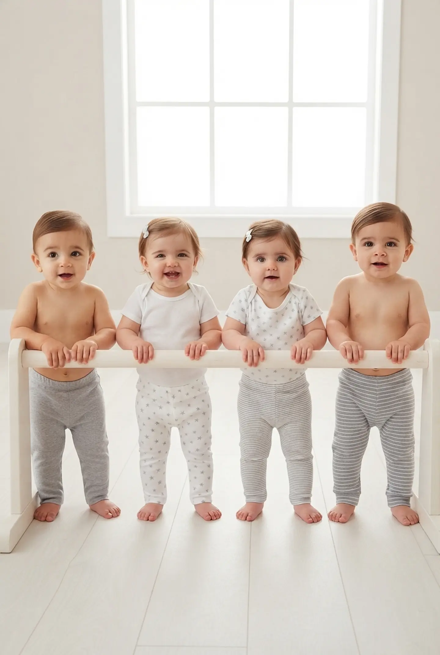 Set de 4 Pantalones Sin Pie para Bebé 100% Algodón 5