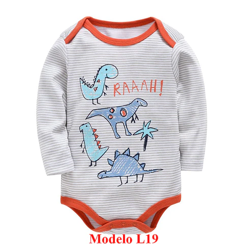 Bodys manga larga para bebé niño 100% algodón | 0/3 a 18/24 meses
