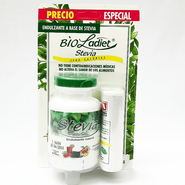 Bio Ladiet Stevia 500 Tabletas + 150 tabletas en Pastillero 1