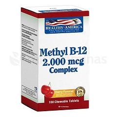 Methyl B-12 2000 mcg Healthy America 100 Tabletas masticables