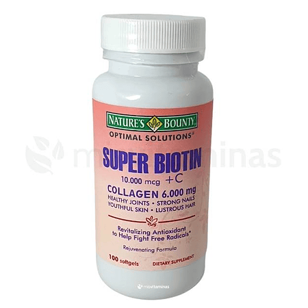 Super Biotin 10000 mcg Colágeno 6.000 mg Nature's Bounty