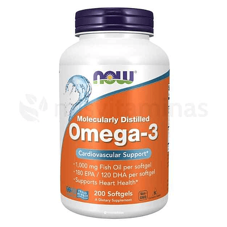 Omega 3 Destilado Molecularmente NOW 200 Softgels