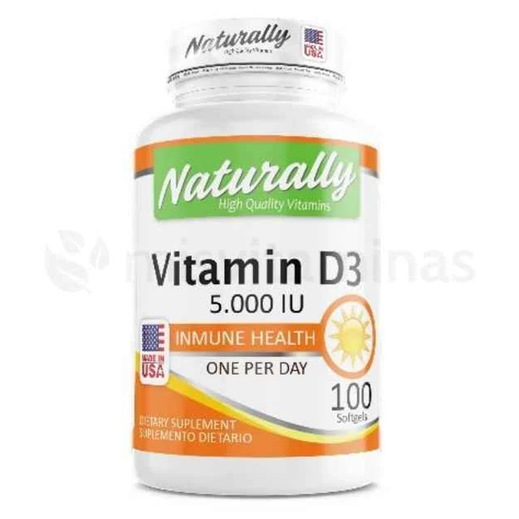 Vitamina D3 5000 IU Naturally 100 softgels 