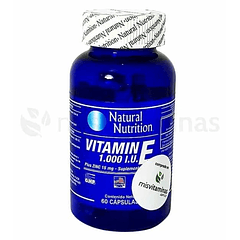 Vitamina E 1000 IU Plus Zinc 60 Cápsulas Natural Nutrition 