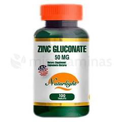 Zinc Gluconate 50 mg Naturlight 100 Tabletas