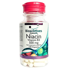 Niacin Vitamina B3 500 mg 100 Cápsulas Bioacktives