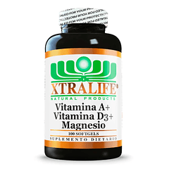 Vitamina A más D3 más Magnesio 100 softgels Xtralife